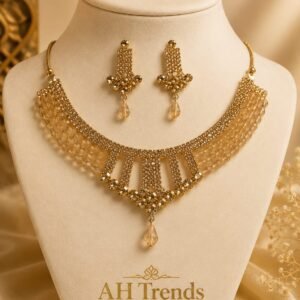 Elegant Gold Pearl Bridal Necklace Set
