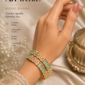 Mint Green Crystal Kundan Bangles