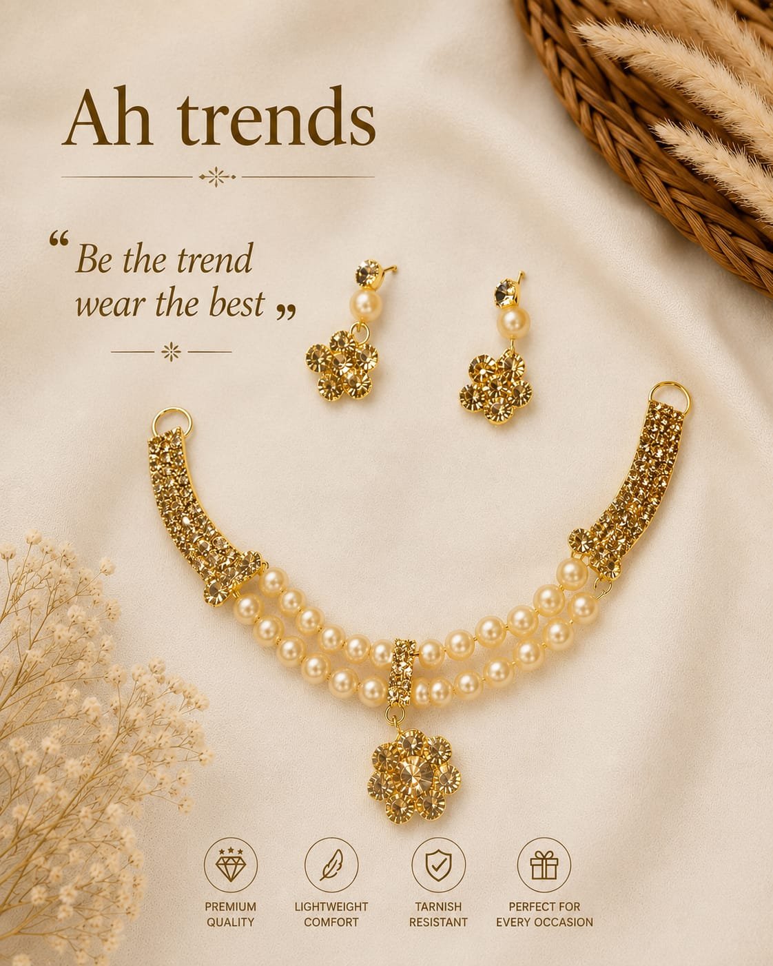 Elegant Pearl & Gold Choker