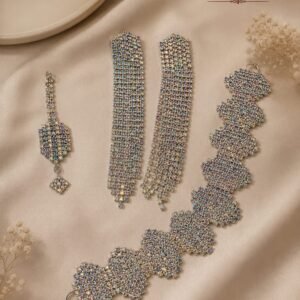 Luxury Silver Crystal Choker Set