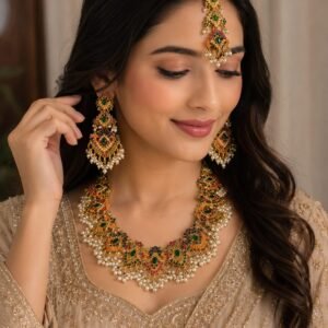 Ah Trends Heavy Polki Style Bridal Jewelry Set