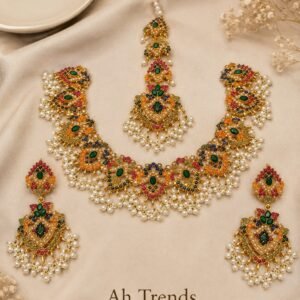 Multicolor Kundan Set with Maang Tikka & Earrings